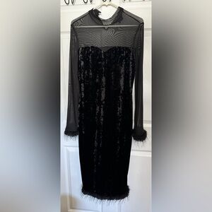 SHEIN Elegant Black Sheer Sleeve Dress